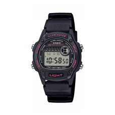 Casio W-220H-1A2VEF Ανδρικό Ψηφιακό Ρολόι Μπαταρίας με Μαύρο Λουράκι Καουτσούκ & Μπλε Λεπτομέρειες